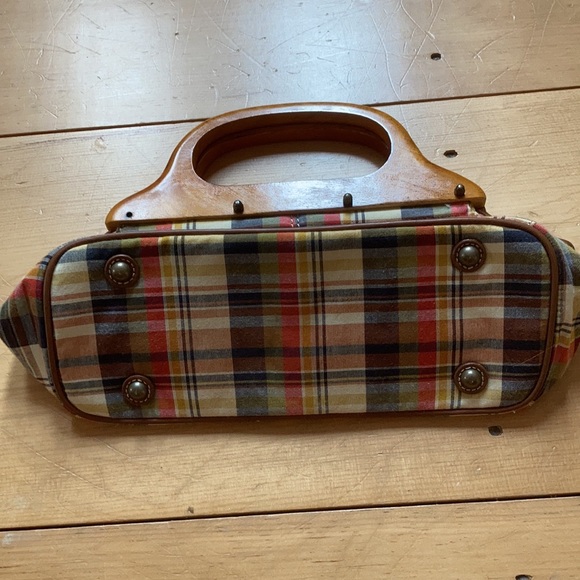 J Crew plaid and wood hand bag - Picture 7 of 10